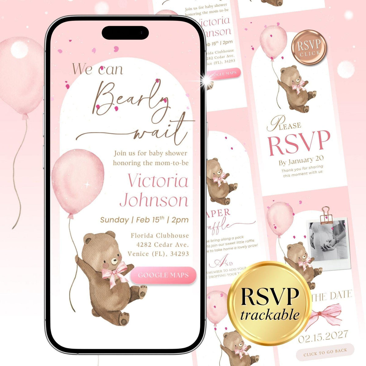We Can Bearly Wait Baby Shower Invite BRWBS003 - image 1