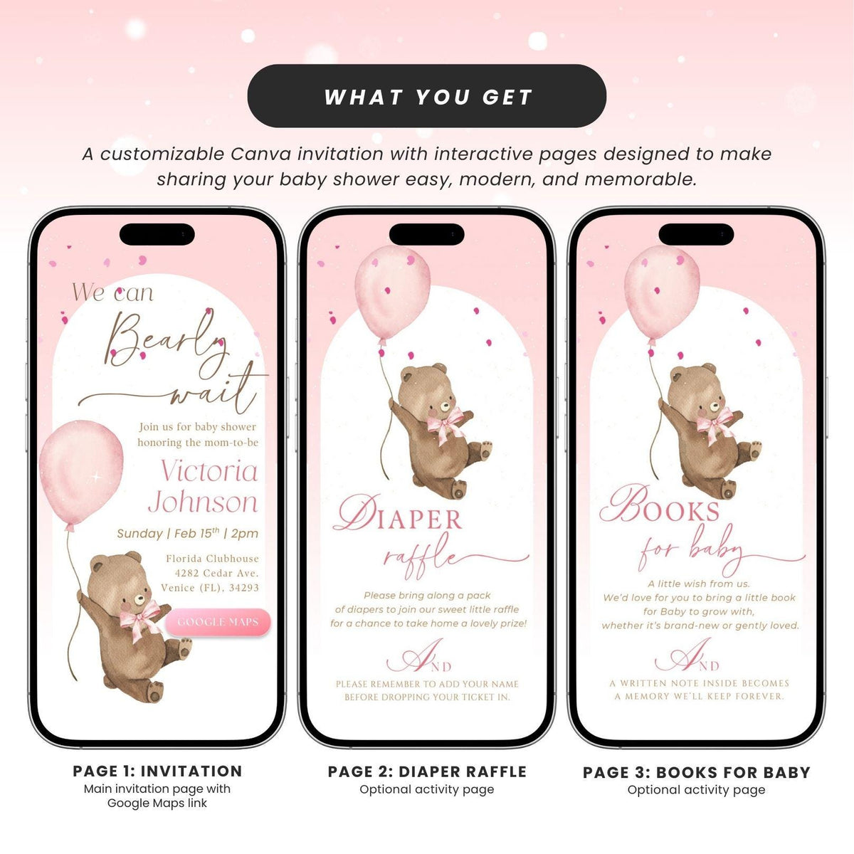We Can Bearly Wait Baby Shower Invite BRWBS003 - image 4