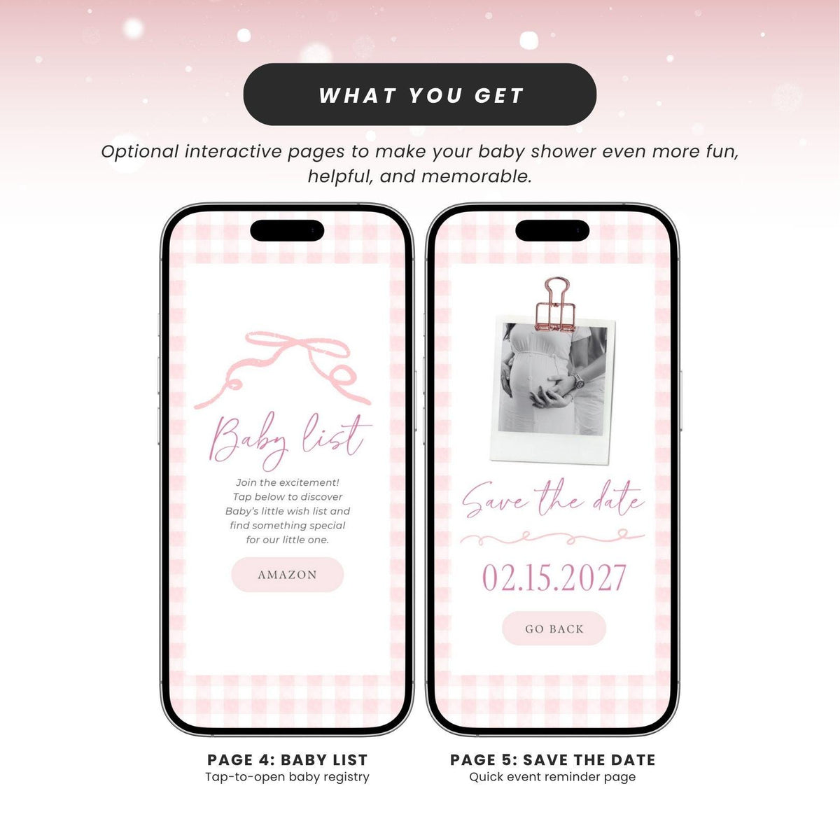 Pink Gingham Baby Shower Digital Invitation PGHBS002 - image 5