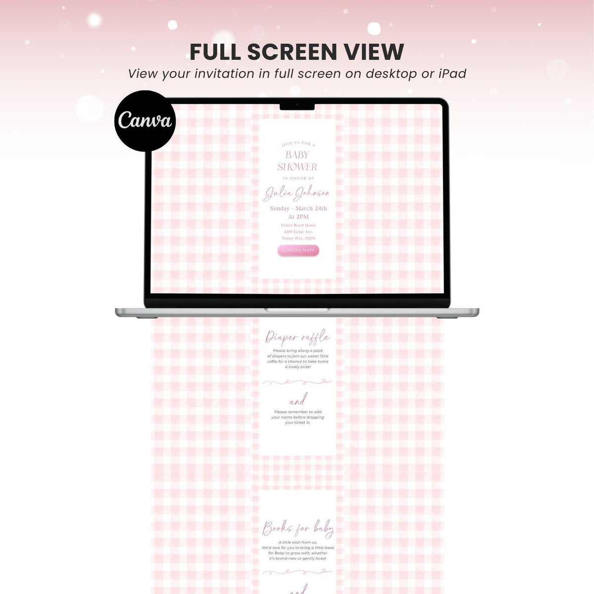 Pink Gingham Baby Shower Digital Invitation PGHBS002 - image 8