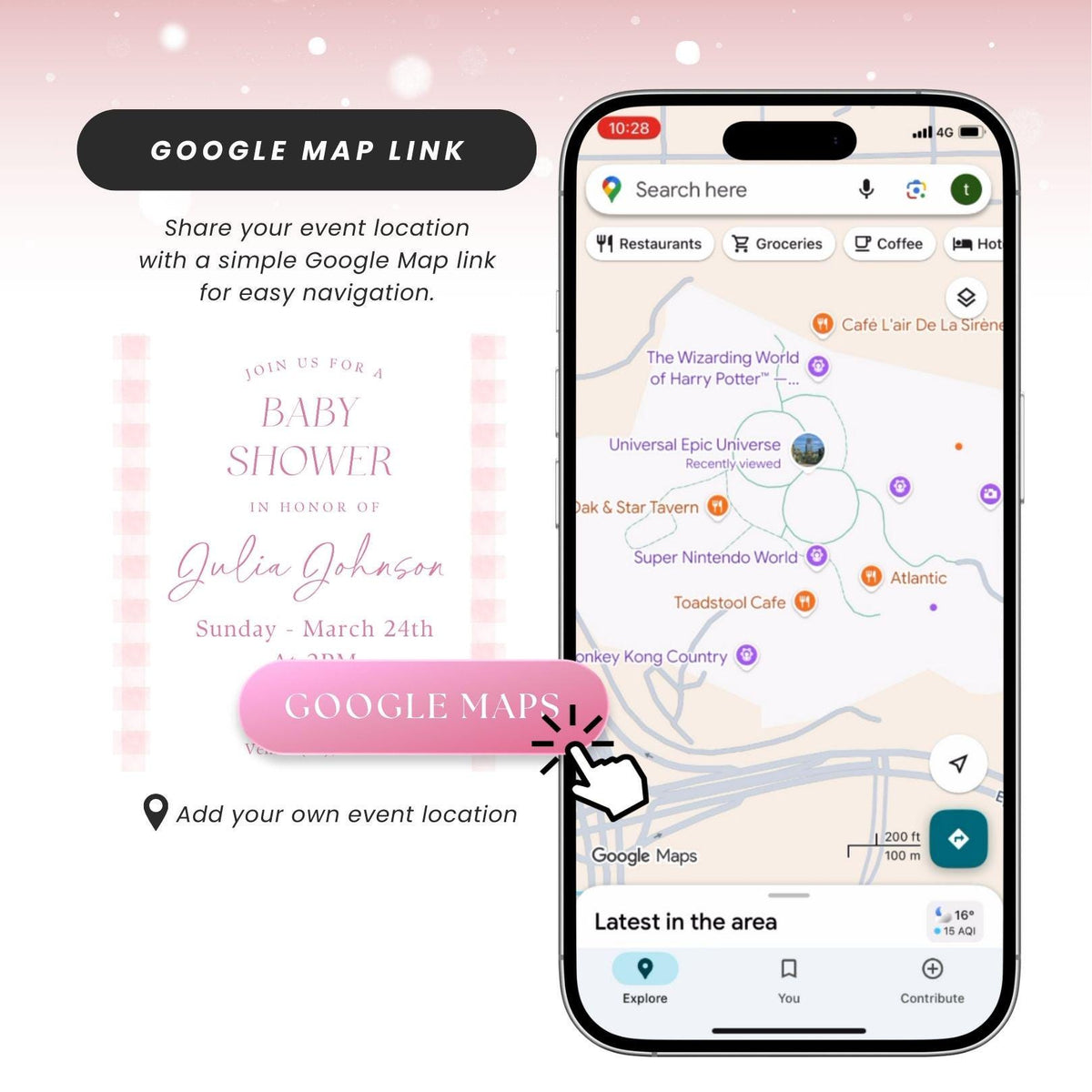 Pink Gingham Baby Shower Digital Invitation PGHBS002 - image 3