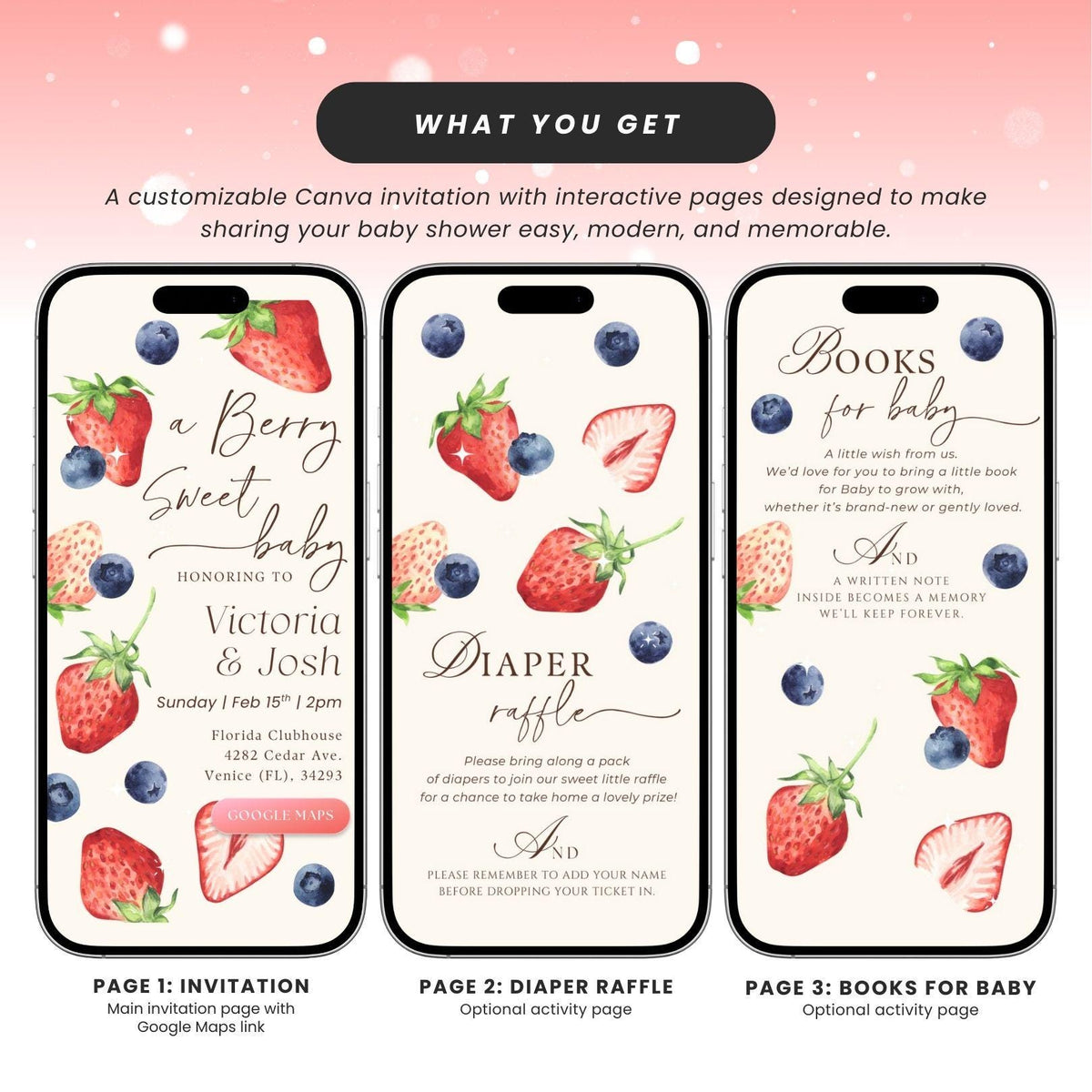 Berry Sweet Baby Shower Invitation BRSBS001 - image 4