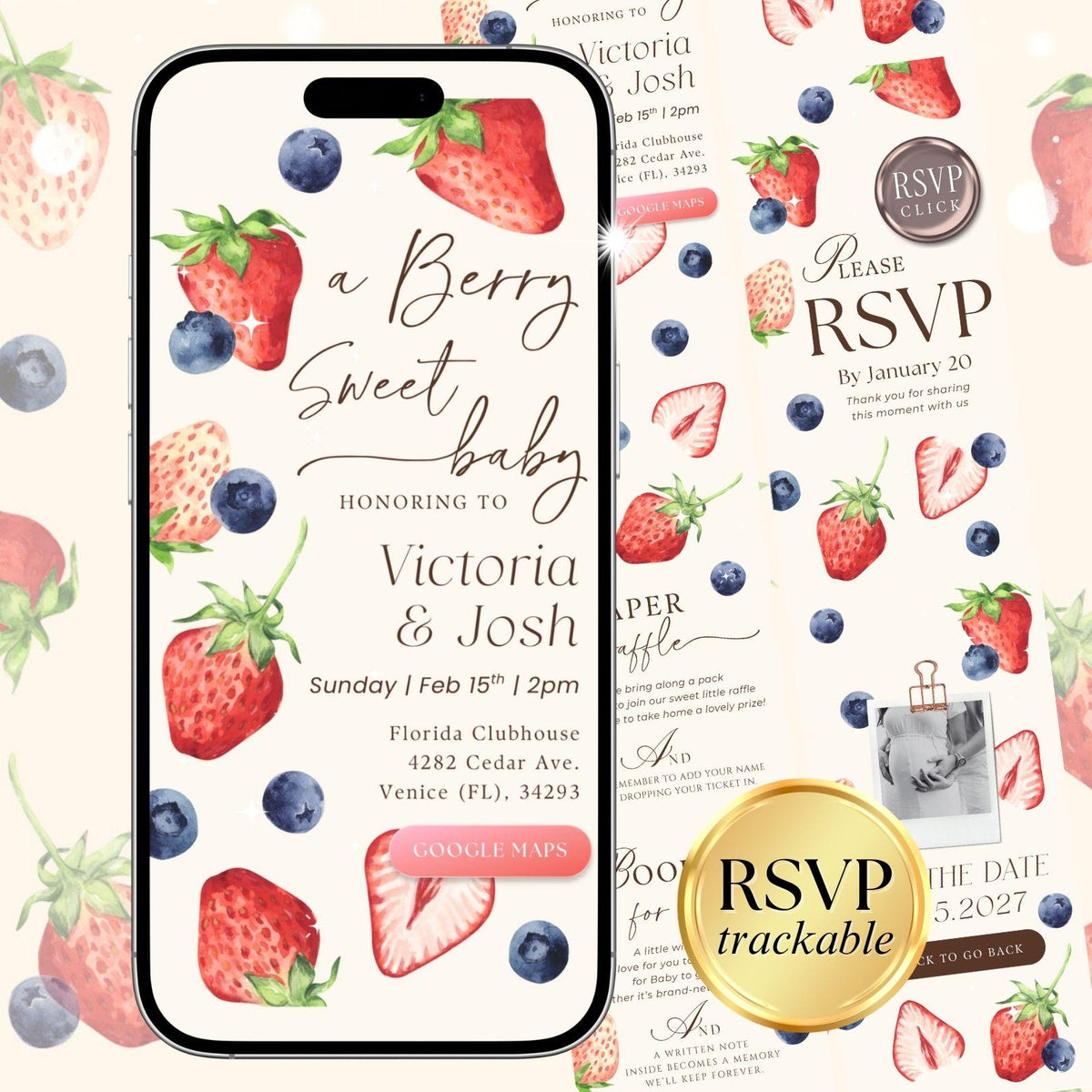 Berry Sweet Baby Shower Invitation BRSBS001 - image 1