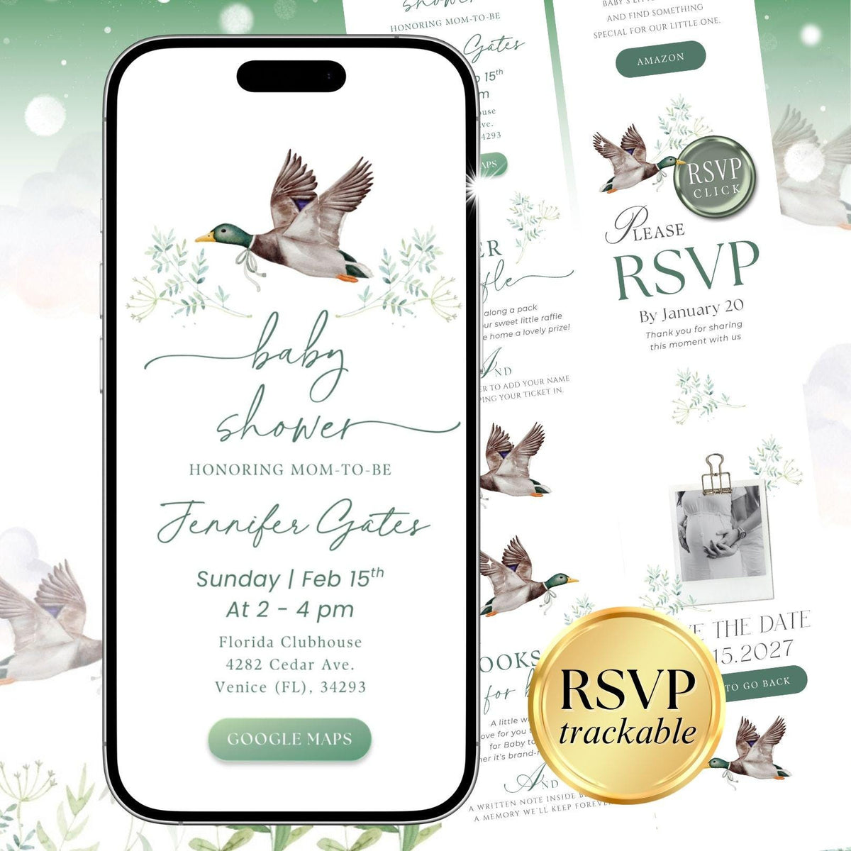 Mallard Baby Shower Invite MALBS001 - image 1