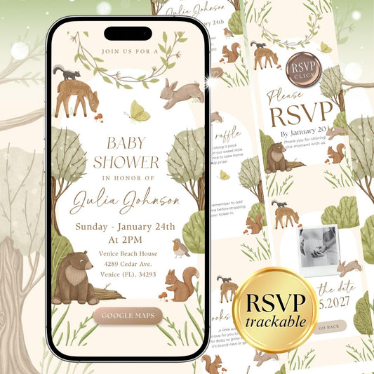 Woodland Baby Shower Invitation WOOD001 - image 1