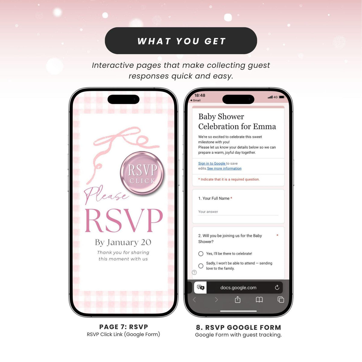 Pink Gingham Baby Shower Digital Invitation PGHBS002 - image 6