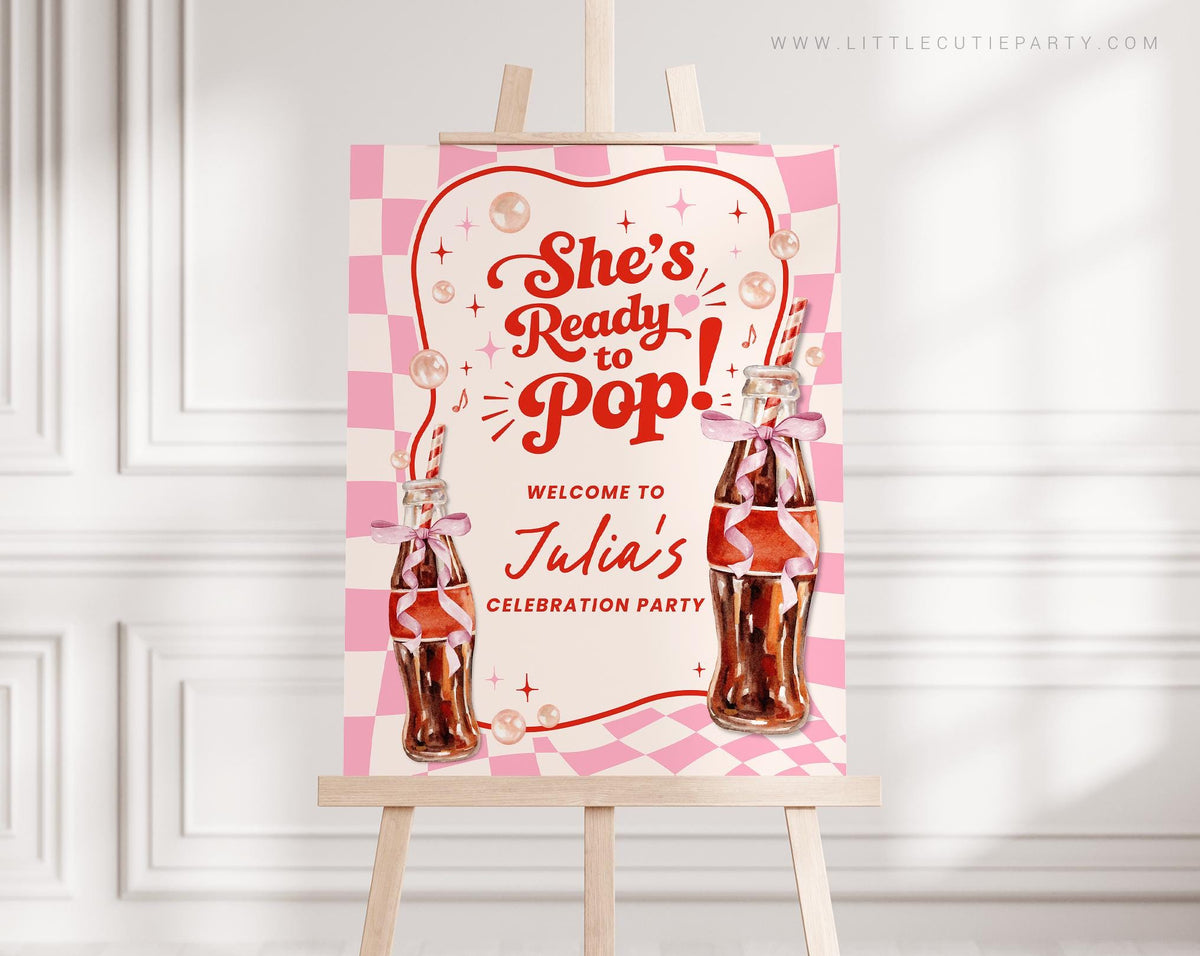She is Ready to Pop Baby Shower Welcome Sign Pink RPPBS002 - image 1