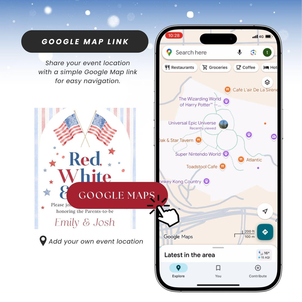 Red White and Due Baby Shower Invitation AABBS002 - image 3