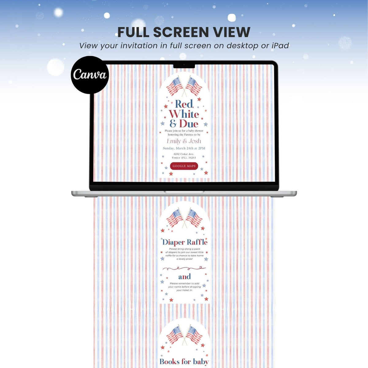 Red White and Due Baby Shower Invitation AABBS002 - image 8