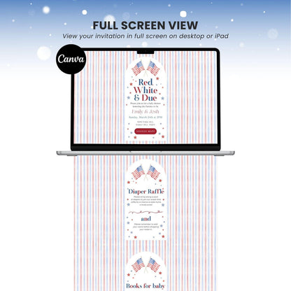 Red White and Due Baby Shower Invitation AABBS002 - image 8