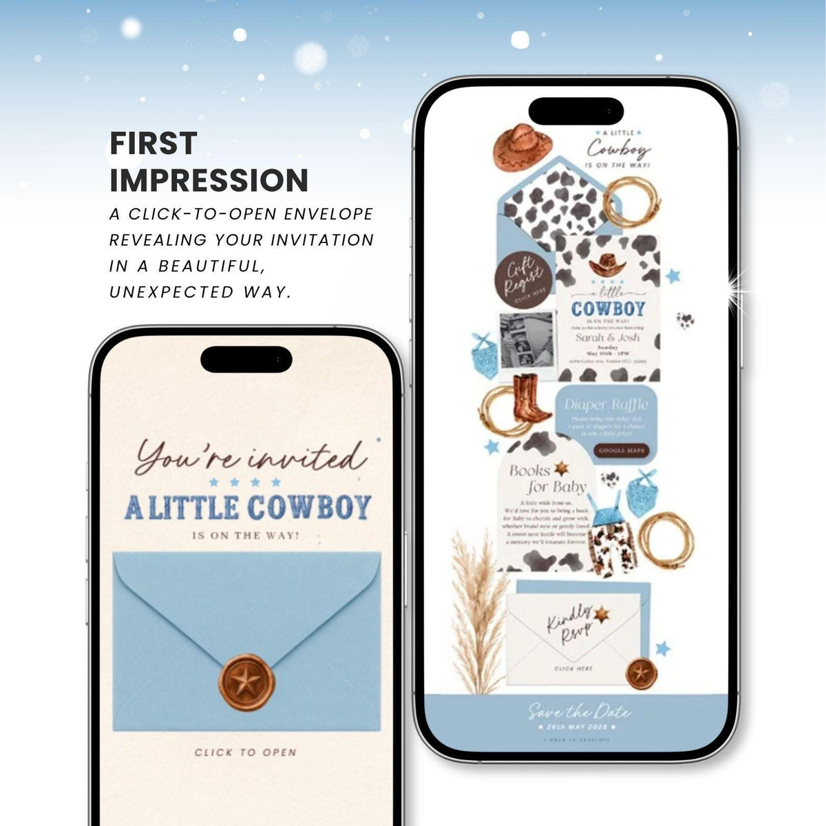 Cowboy Baby Shower Invitation Digital - Canva website invitation template with RSVP, image 7