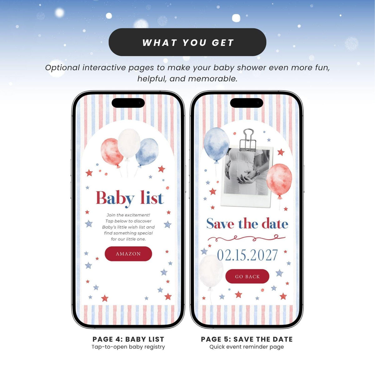 Red White and Due Baby Shower Invitation AABBS002 - image 5
