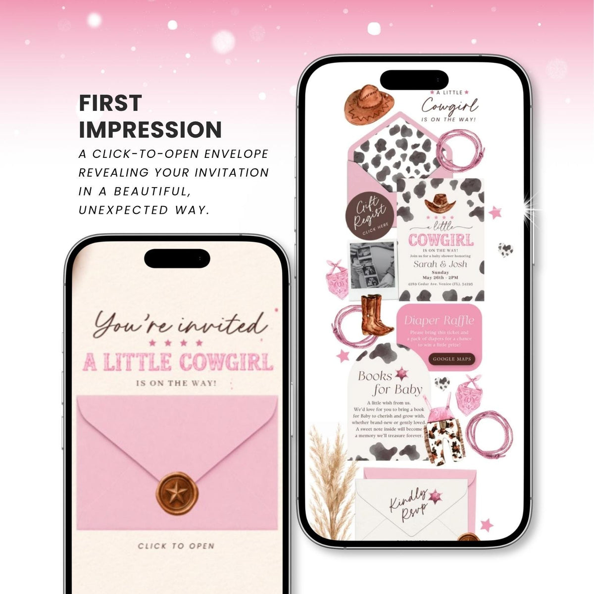 Cowgirl Baby Shower Invitation Digital - Canva website invitation template with RSVP, image 7