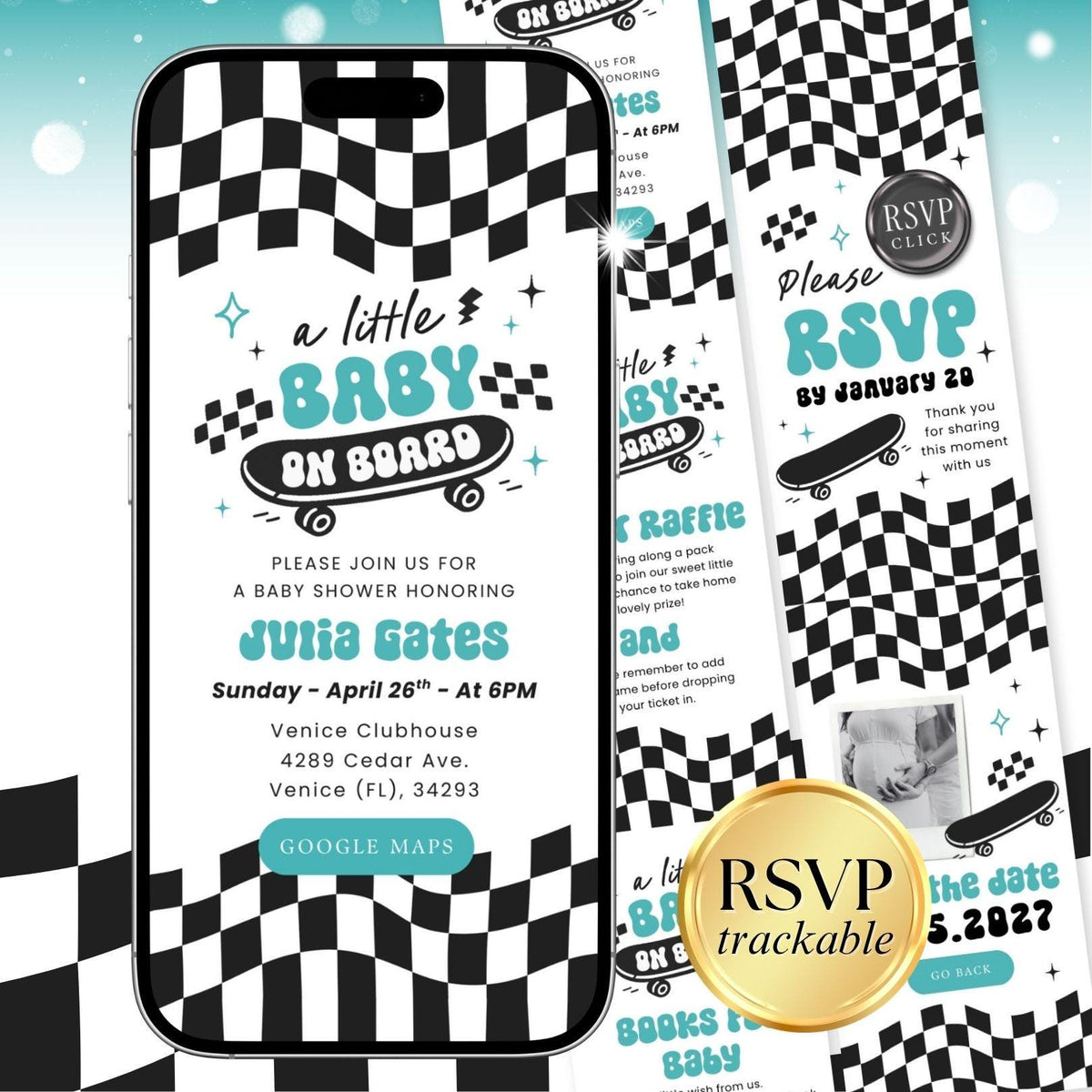 Baby on Board Baby Shower Invitation Digital BBBBS002 - image 1