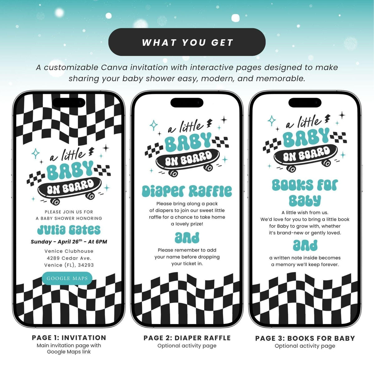 Baby on Board Baby Shower Invitation Digital BBBBS002 - image 4