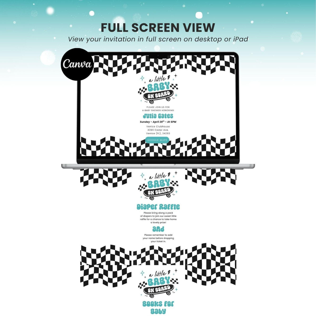 Baby on Board Baby Shower Invitation Digital BBBBS002 - image 8