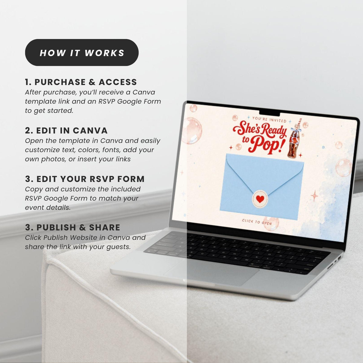 Shes Ready to Pop Baby Shower invitation Website Template - Canva website invitation template with RSVP, image 10