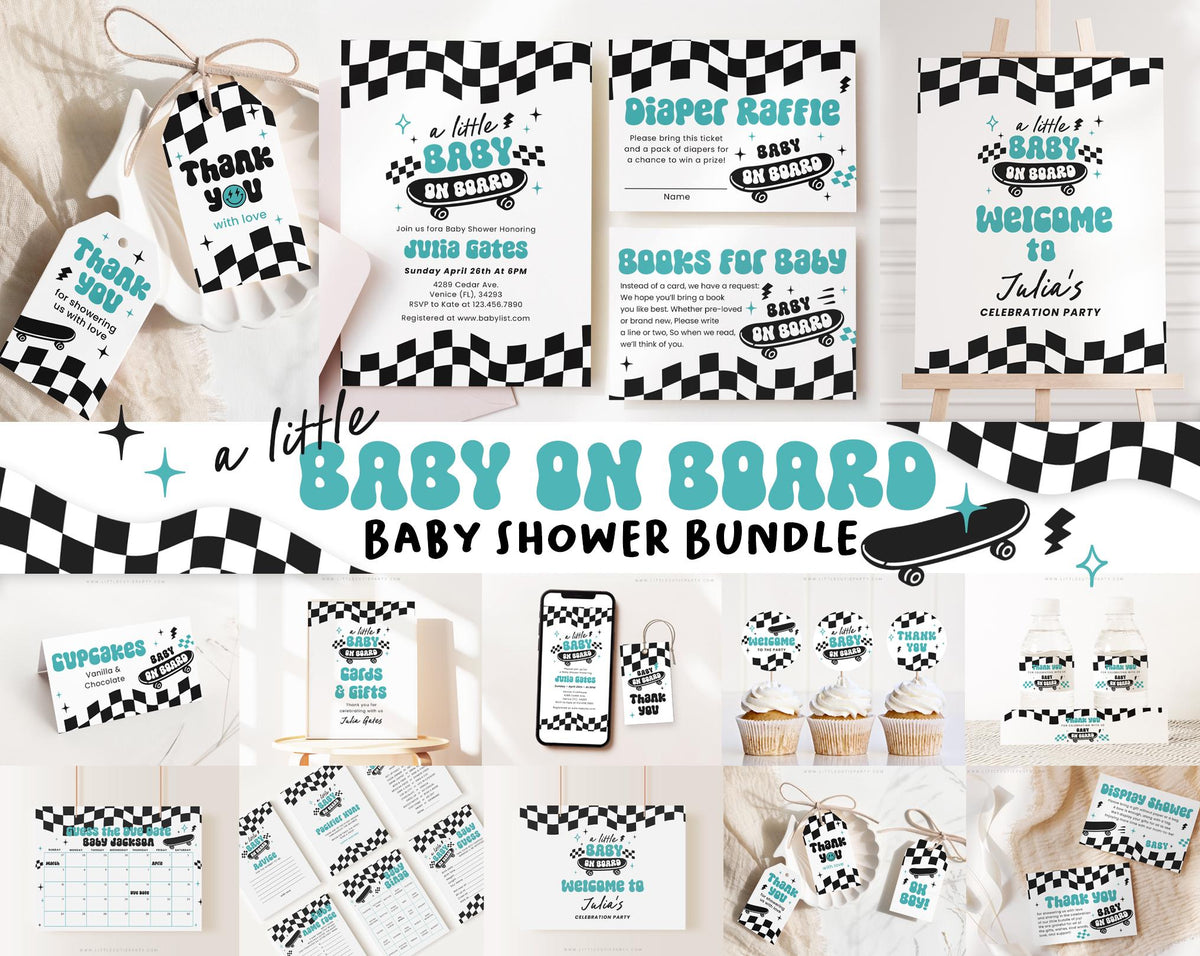 Baby on Board Skateboard Baby Shower Bundle BBBBS002 - image 1