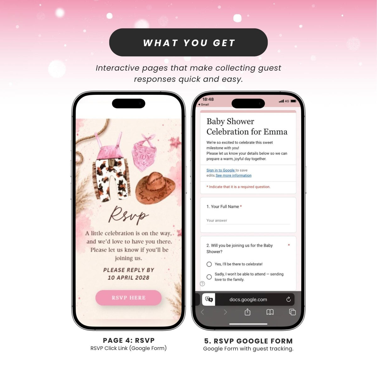 Cowgirl Baby Shower Invitation Digital - Canva website invitation template with RSVP, image 4