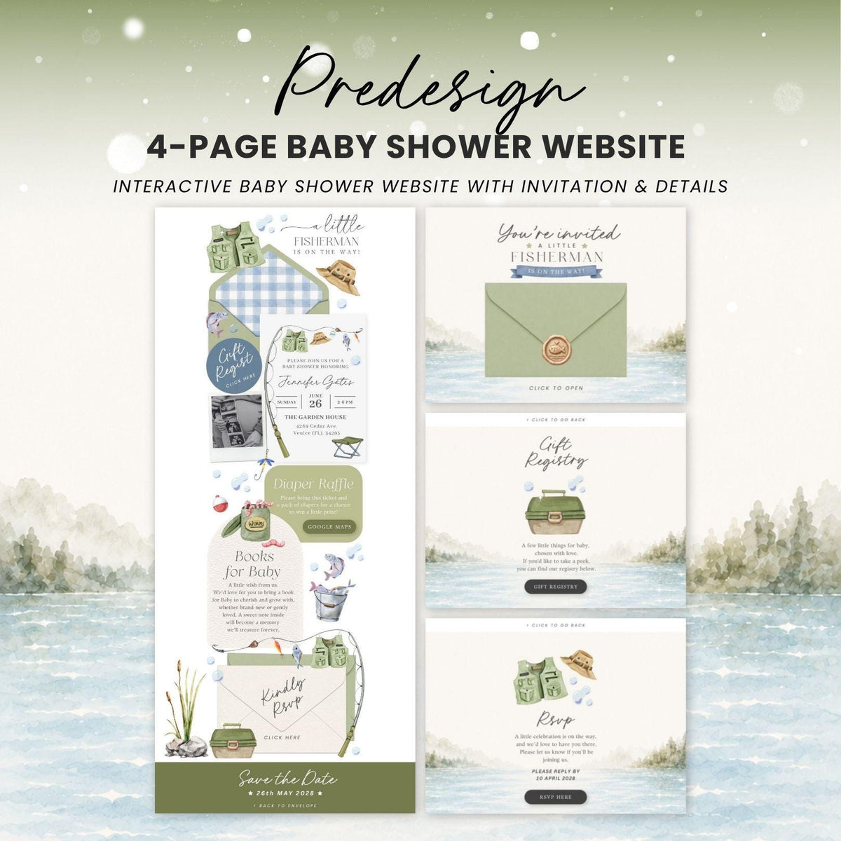 Little Fisherman Baby Shower Invitation - Canva website invitation template with RSVP, image 3