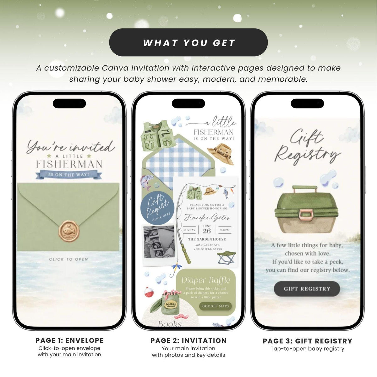 Little Fisherman Baby Shower Invitation - Canva website invitation template with RSVP, image 5