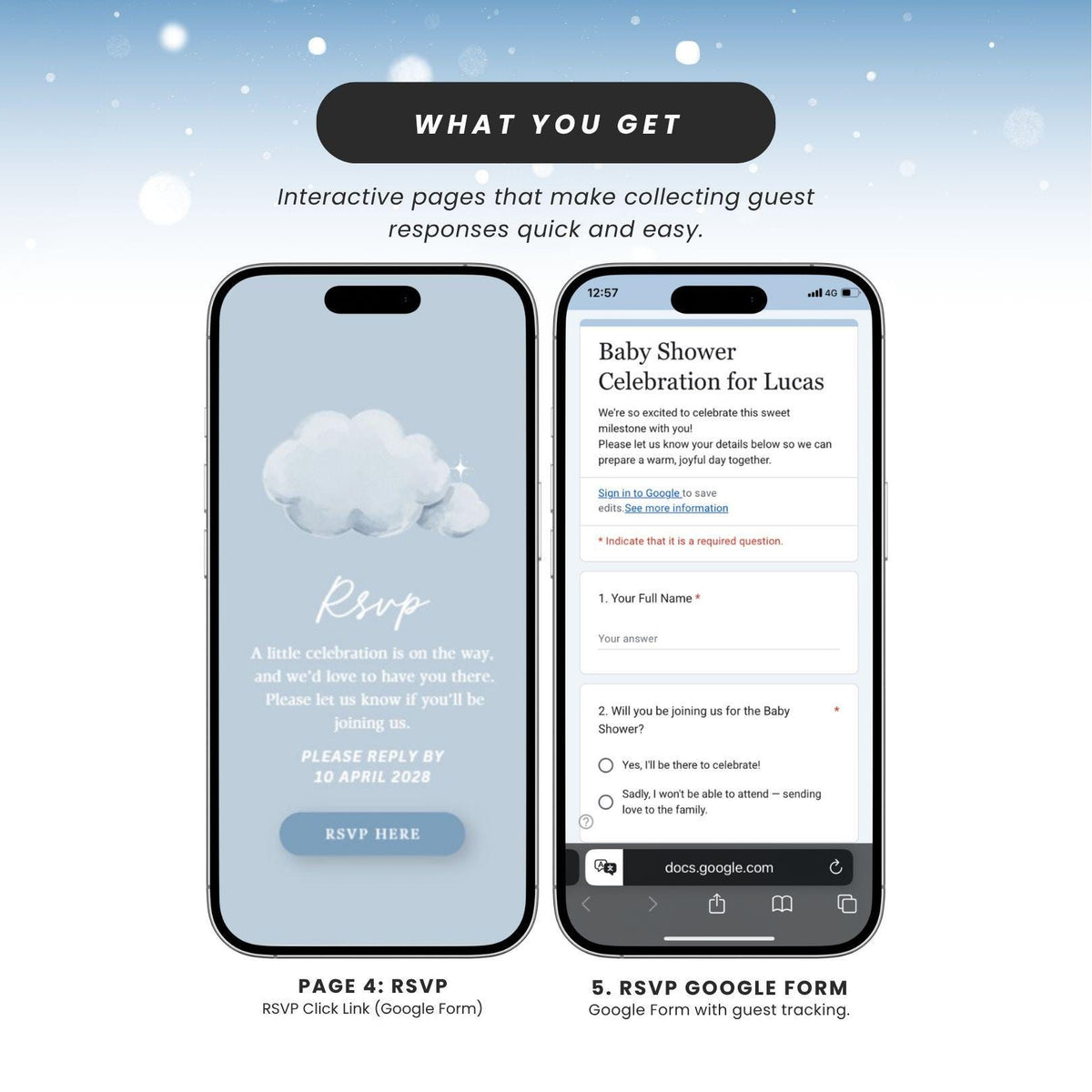 Cloud Nine Baby Shower Invitation - Canva website invitation template with RSVP, image 6