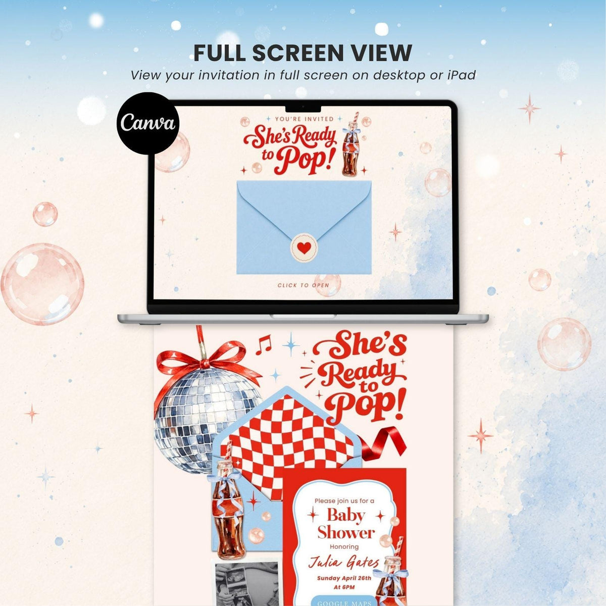Shes Ready to Pop Baby Shower invitation Website Template - Canva website invitation template with RSVP, image 9