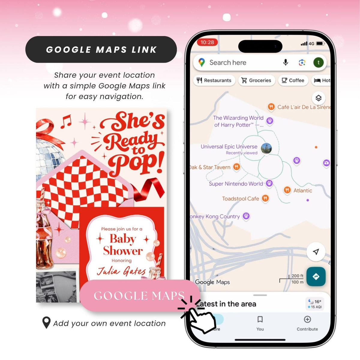 She's Ready to Pop Girl Website Invitation Template - Canva website invitation template with RSVP, image 7