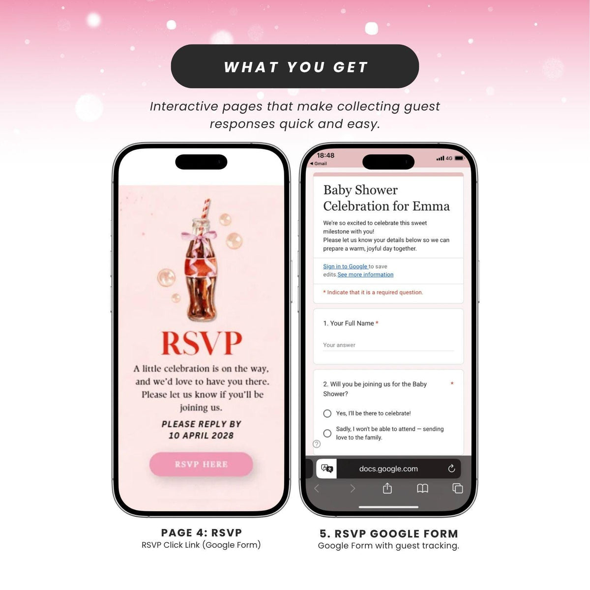 She's Ready to Pop Girl Website Invitation Template - Canva website invitation template with RSVP, image 6