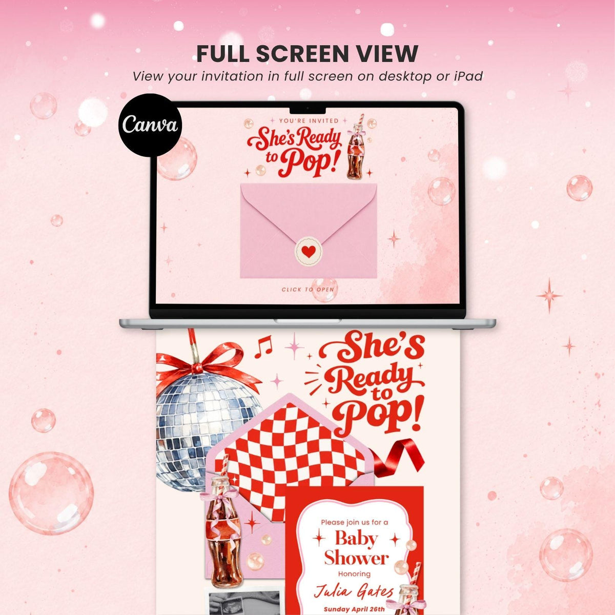 She's Ready to Pop Girl Website Invitation Template - Canva website invitation template with RSVP, image 9
