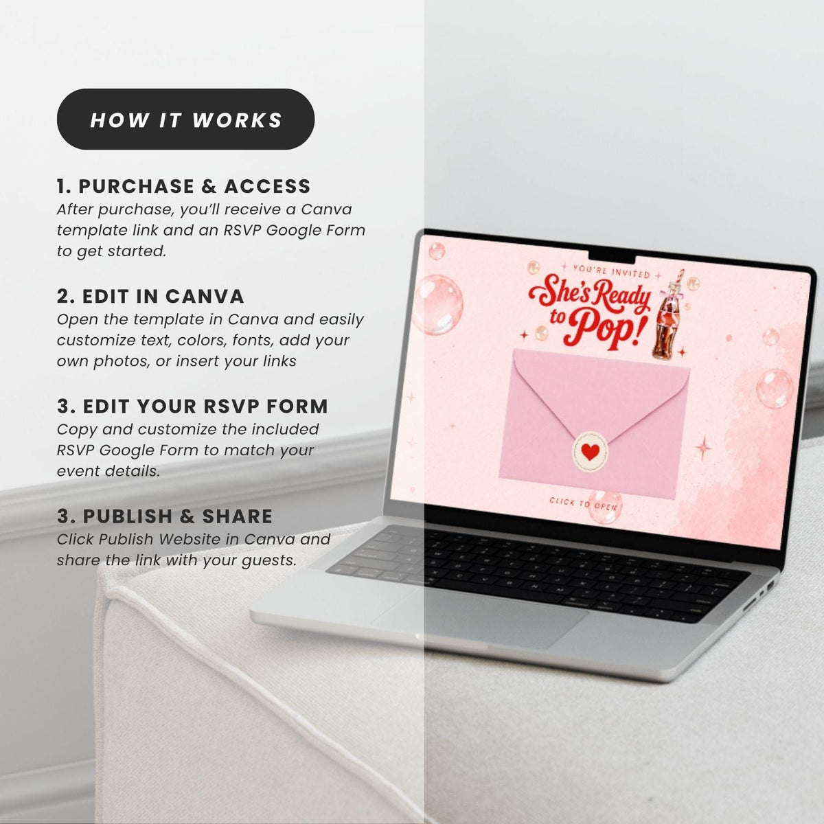 She's Ready to Pop Girl Website Invitation Template - Canva website invitation template with RSVP, image 10