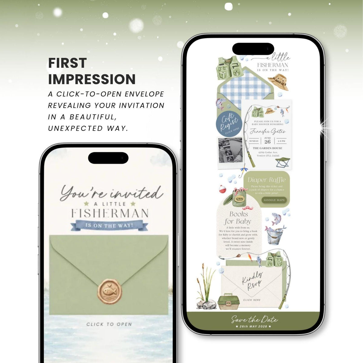 Little Fisherman Baby Shower Invitation - Canva website invitation template with RSVP, image 2