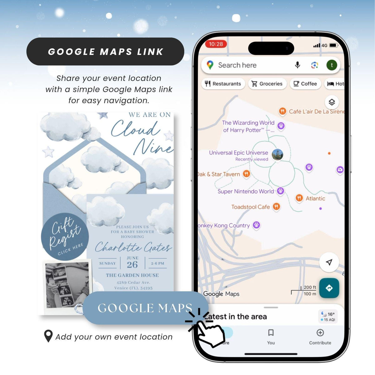 Cloud Nine Baby Shower Invitation - Canva website invitation template with RSVP, image 7