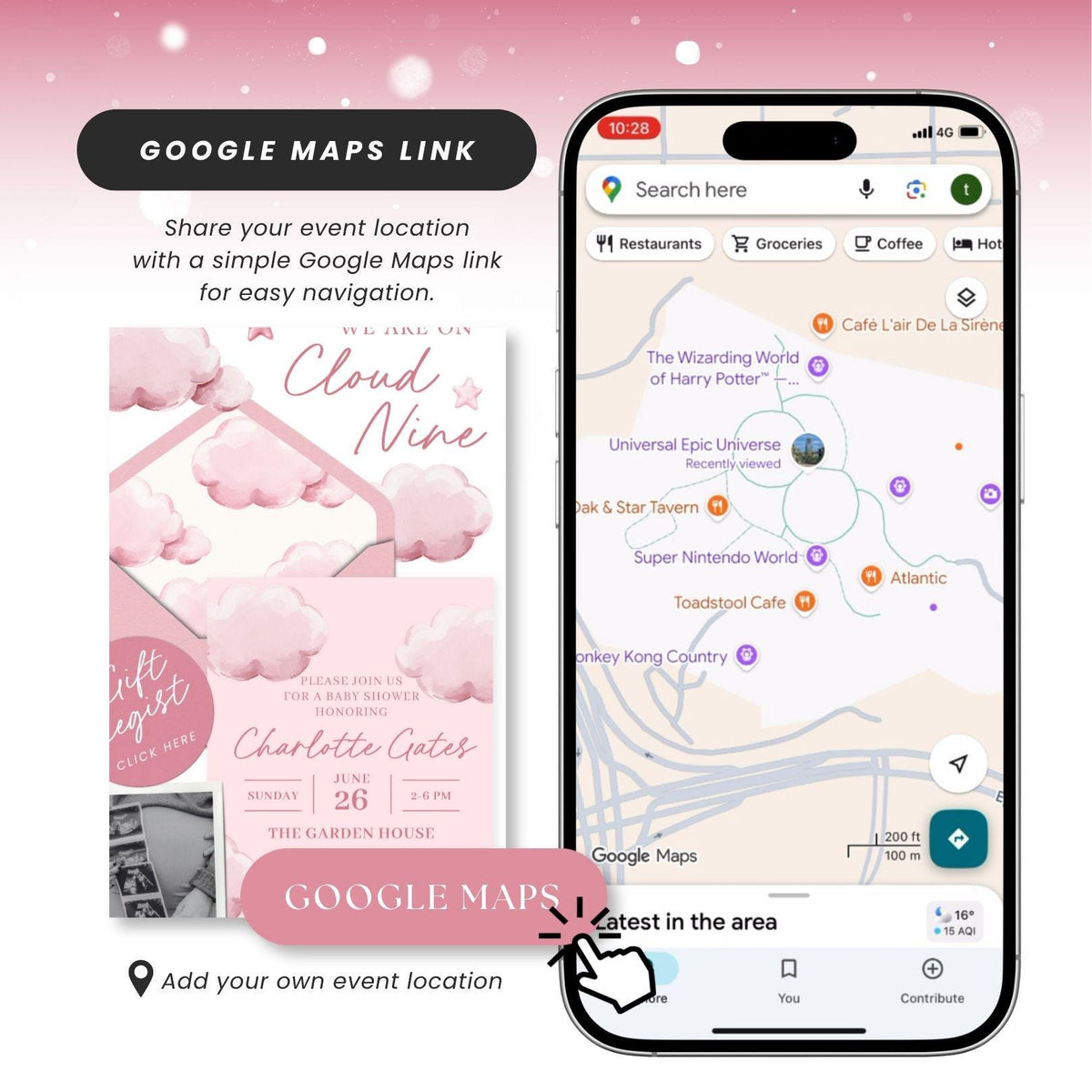 Pink Cloud Nine Baby Shower Invitation for Girl - Canva website invitation template with RSVP, image 8