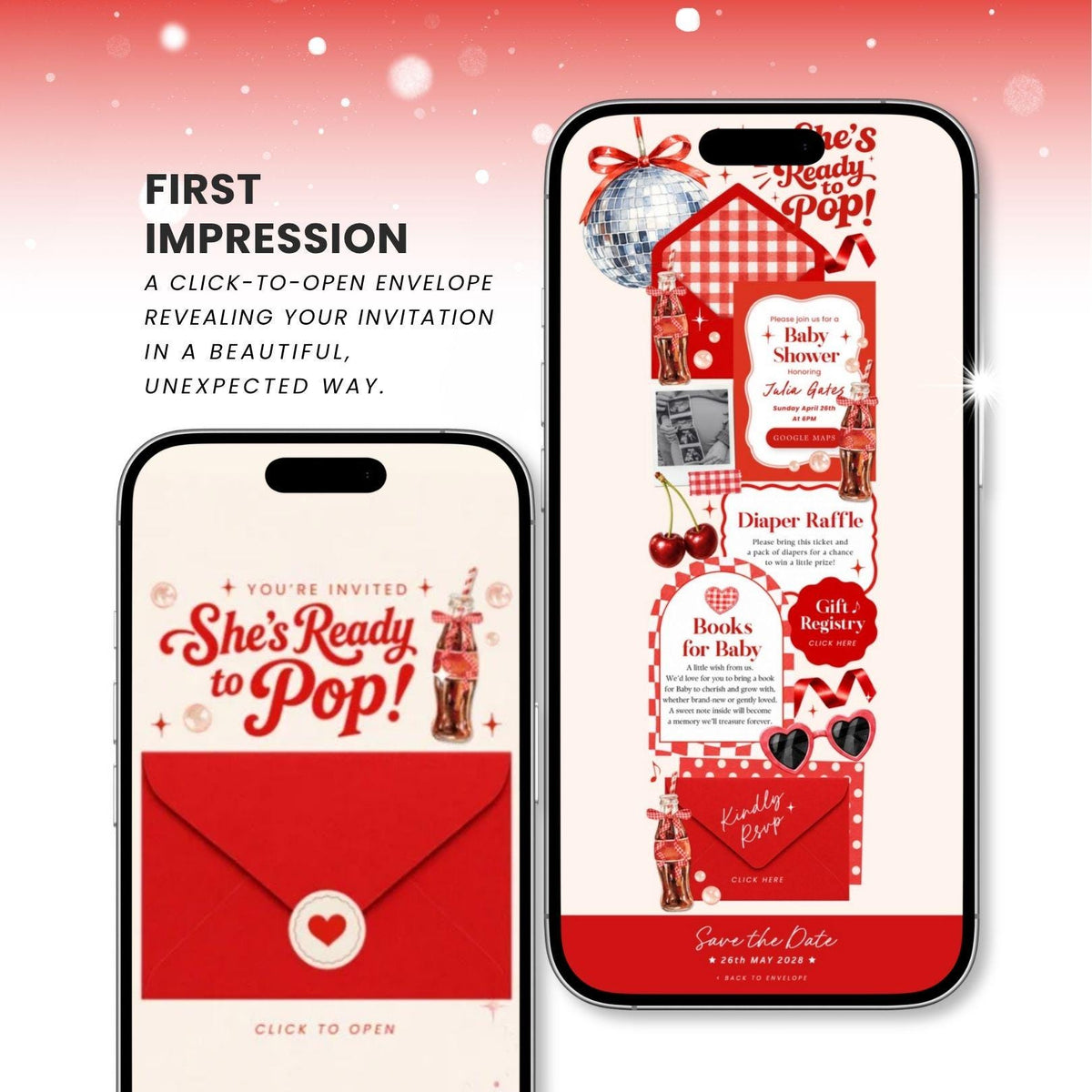 She is Ready to Pop Invitation Website Template - Canva website invitation template with RSVP, image 4