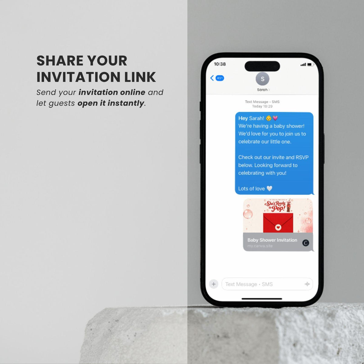 She is Ready to Pop Invitation Website Template - Canva website invitation template with RSVP, image 7