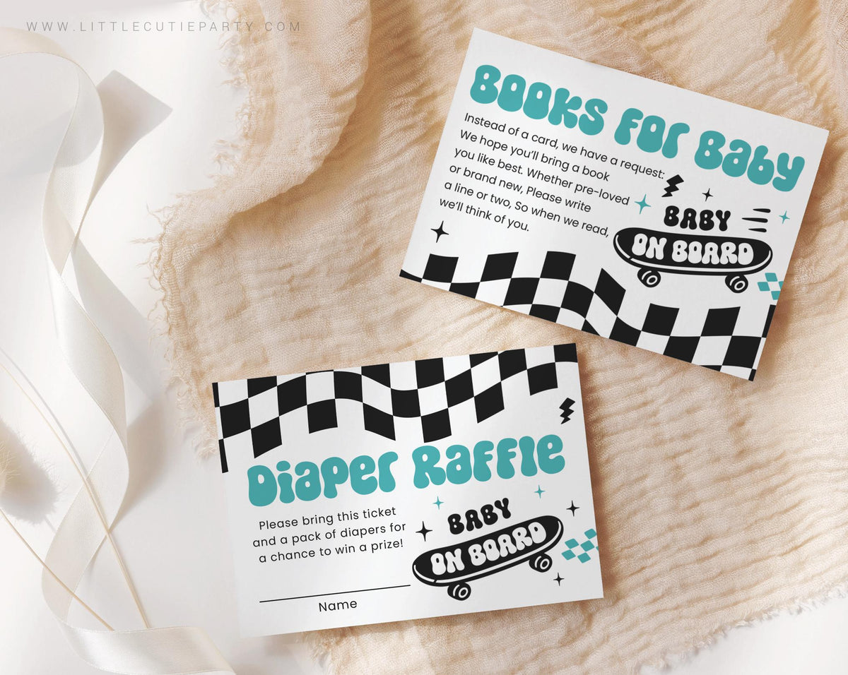 Baby on Board Skateboard Baby Shower Invitation BBBBS002 - image 3