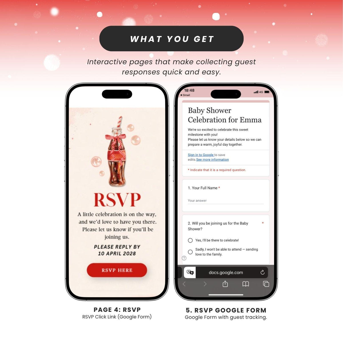 She is Ready to Pop Invitation Website Template - Canva website invitation template with RSVP, image 3