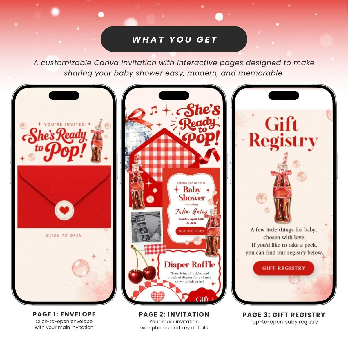 She is Ready to Pop Invitation Website Template - Canva website invitation template with RSVP, image 6