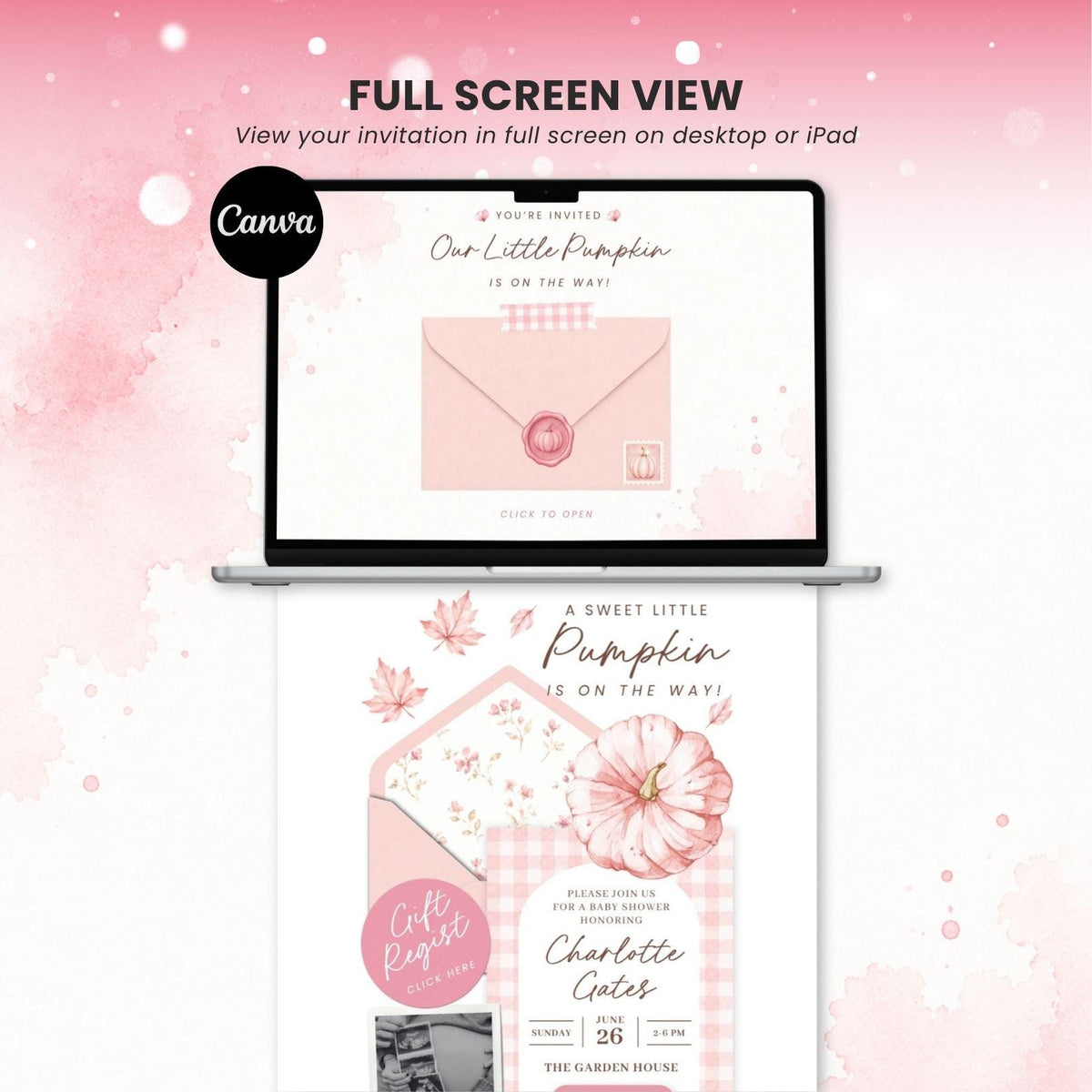 Pink Pumpkin Baby Shower Invitation for Girl - Canva website invitation template with RSVP, image 9