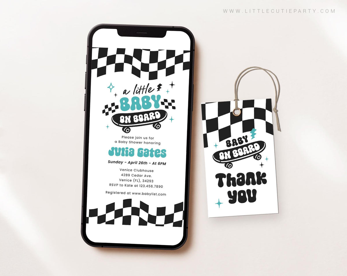 Baby on Board Skateboard Invite BBBBS002 - image 1