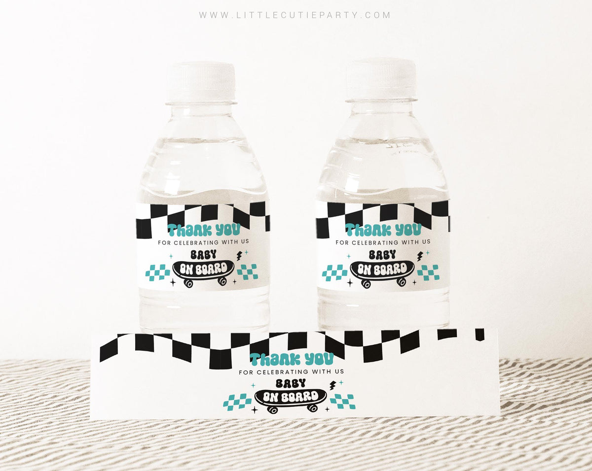 Skateboard Baby Shower Decor Bottle Labels BBBBS002 - image 1