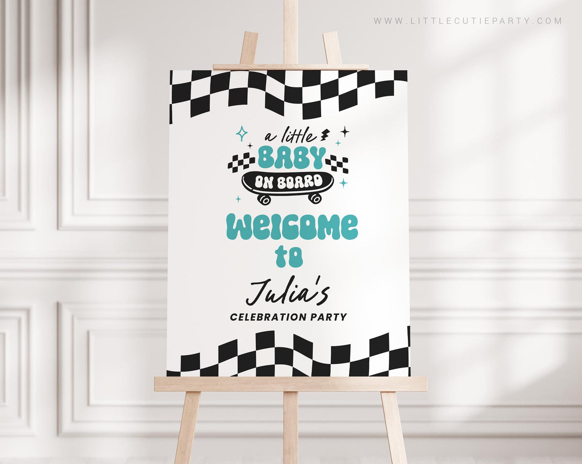 Skateboard Baby Shower Welcome Sign BBBBS002 - image 1