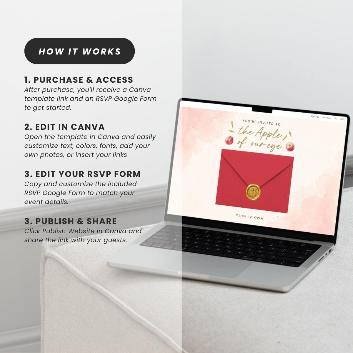 Apple of Our Eye Baby Shower invitation Website Template - Canva website invitation template with RSVP, image 10