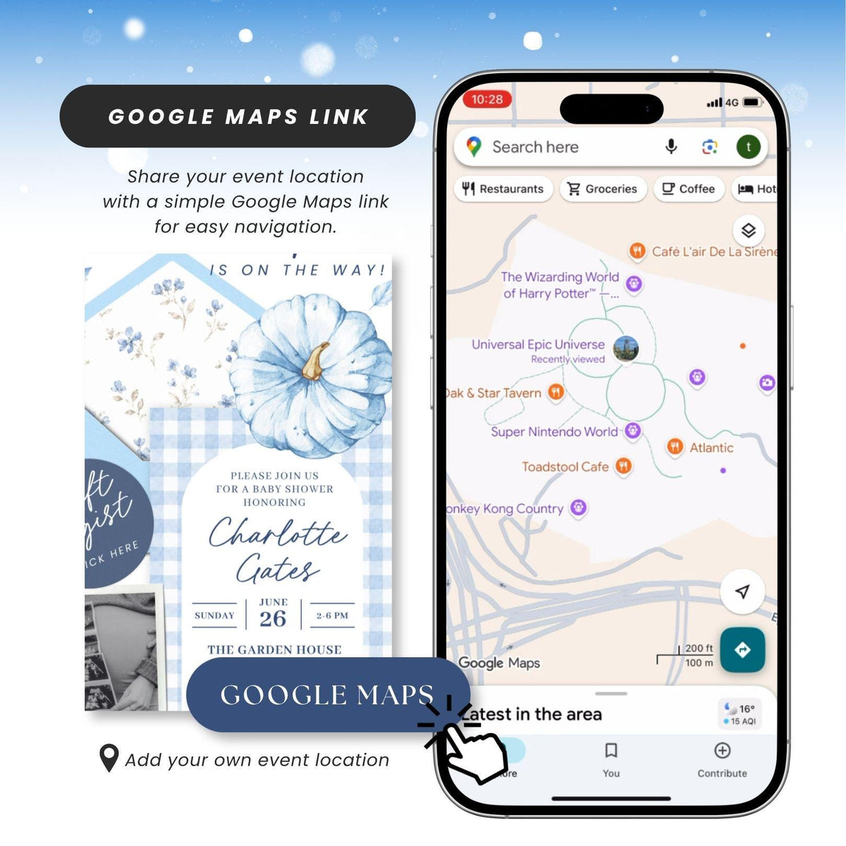 Blue Pumpkin Baby Shower Invitation for Boy - Canva website invitation template with RSVP, image 7