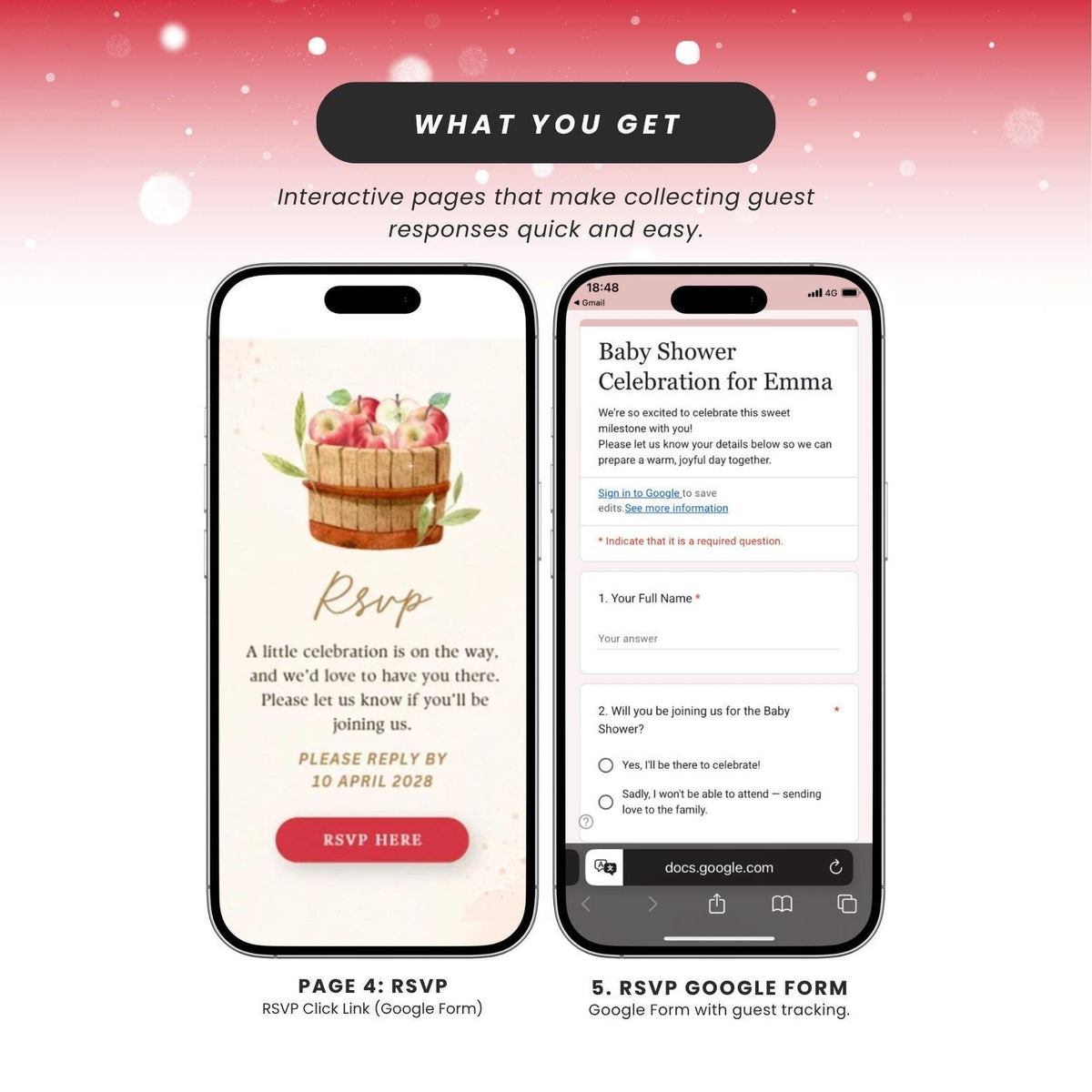 Apple of Our Eye Baby Shower invitation Website Template - Canva website invitation template with RSVP, image 6