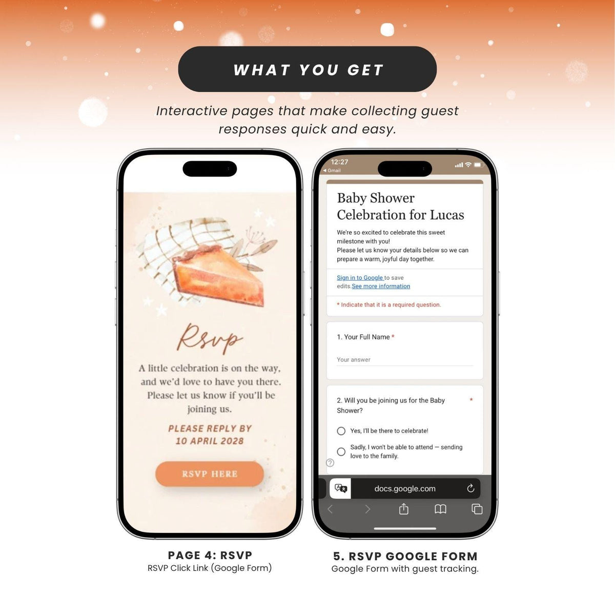 A Little Cutie Pie Baby Shower Invitation Digital - Canva website invitation template with RSVP, image 6