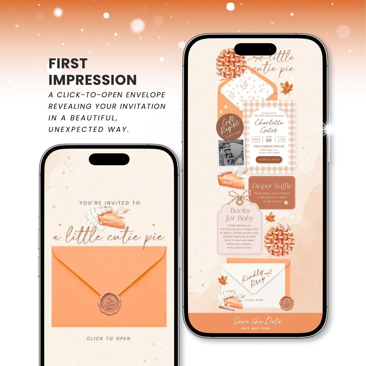 A Little Cutie Pie Baby Shower Invitation Digital - Canva website invitation template with RSVP, image 2