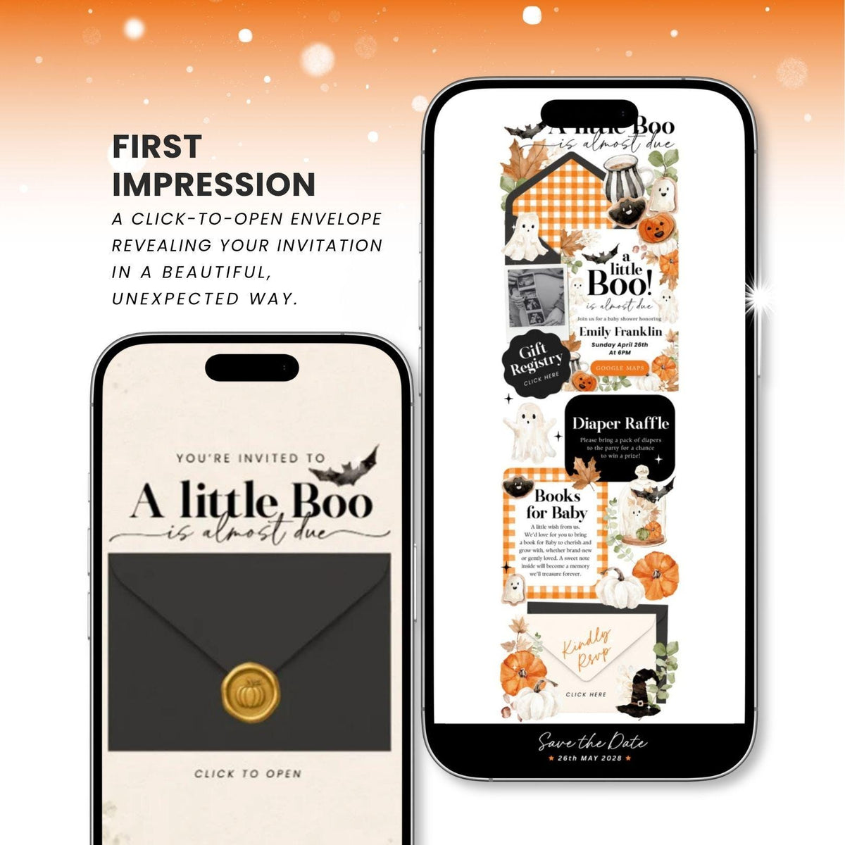 Little Boo is almost due Invitation Website Template - Canva website invitation template with RSVP, image 2