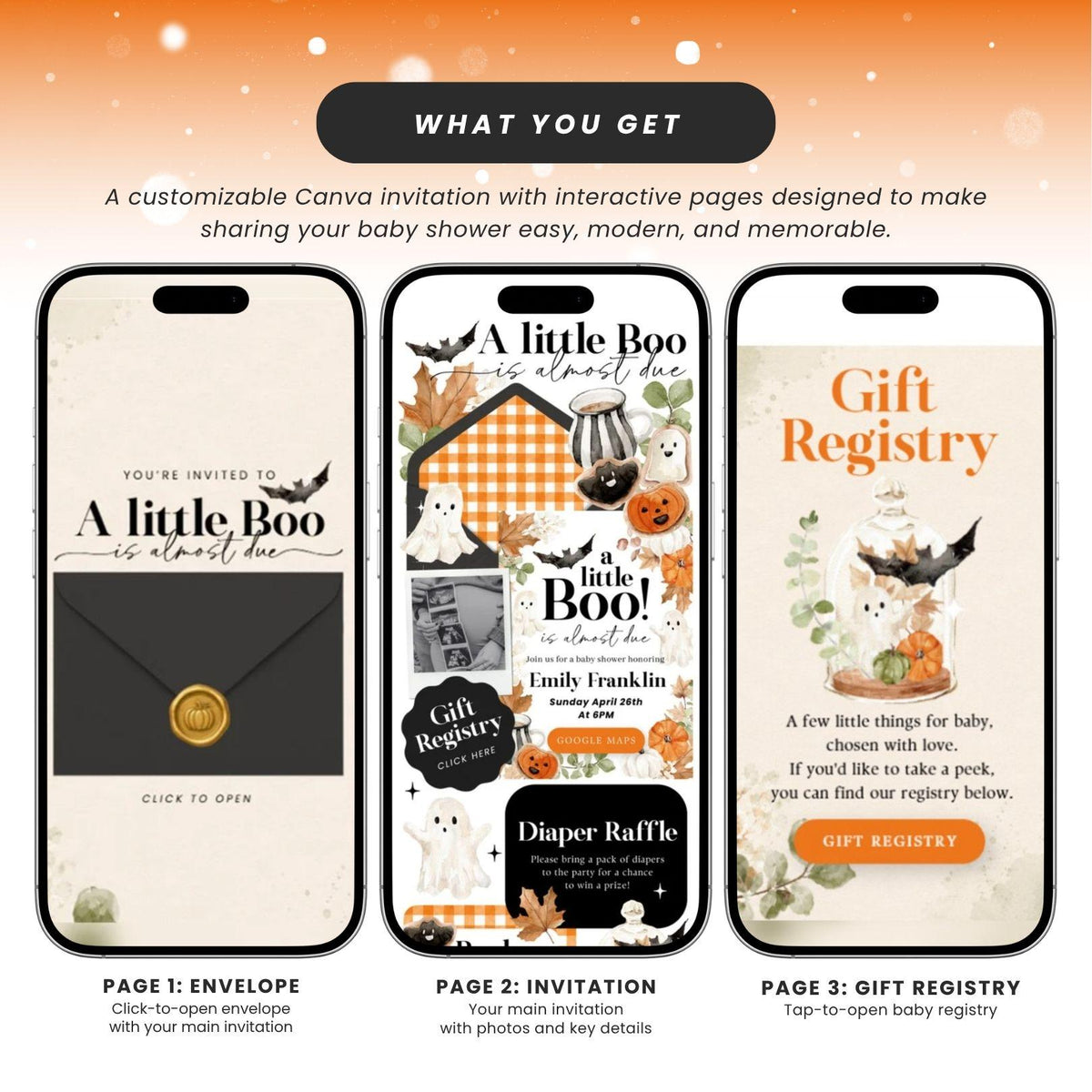 Little Boo is almost due Invitation Website Template - Canva website invitation template with RSVP, image 5